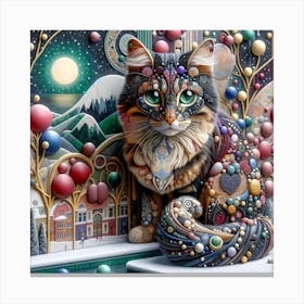 Cat in the winder wonderland Canvas Print