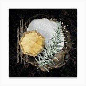 Gold And Silver Geo Botanical Canvas Print