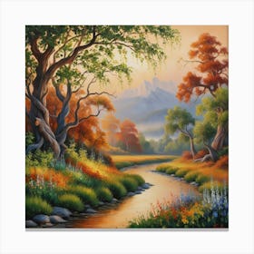 River In Autumn Canvas Print