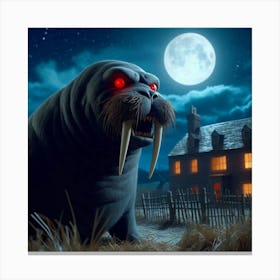 Walrus At Night Canvas Print