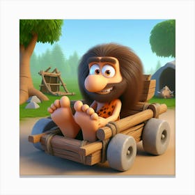 Caveman In A Car 4 Canvas Print