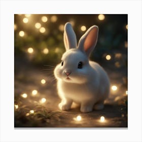 White Bunny With Lights Canvas Print