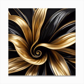 Abstract Gold And Black Flower Canvas Print