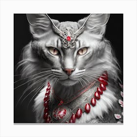 Firefly A Beautiful, Cool, Handsome Silver And Cream Majestic Masculine Main Cat Blended With A Japa (6) Canvas Print