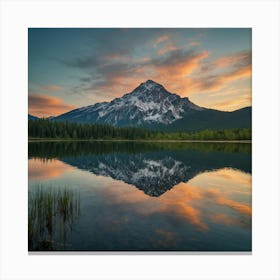 reflection of a mountain range in a still lake 1 Canvas Print