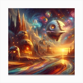 Star Wars Galaxy,Dreamscape of Tatooine - Melting Time and Space,Inspired by Salvador Dalí Canvas Print