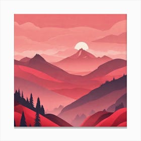 Misty mountains background in red tone 14 Canvas Print