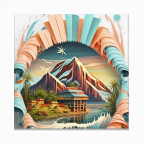 Paper Art mountains Canvas Print