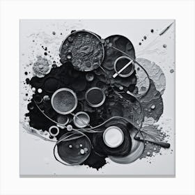 'Black And White Ink Paint Canvas Print