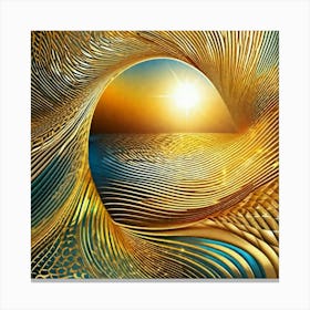 Golden ocean waves Canvas Print