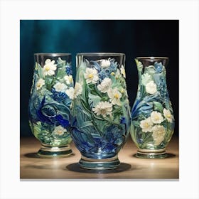 White and blue and green glass Canvas Print