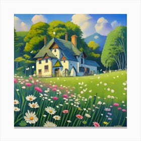 Daisies In The Meadow Canvas Print