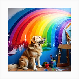 Rainbow Dog art print 2 Canvas Print