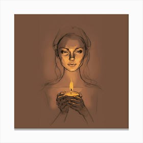 Woman Holding A Candle Canvas Print