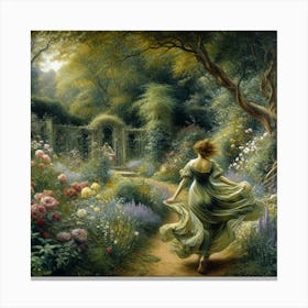 Girl In A Garden 7 Canvas Print