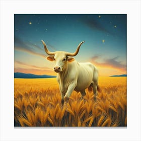 Cow In A Wheat Field 1 Canvas Print