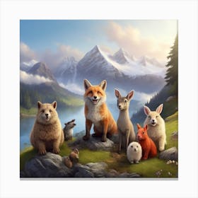 Fox And The Flowers Canvas Print