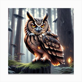 Owl In The Forest 17 Canvas Print