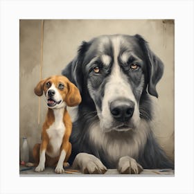 Portrait Of A Dog And A Cat Canvas Print