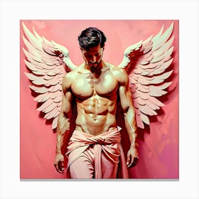 Male Angel On Pink Backdrop Canvas Print