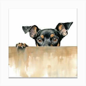 Dog Peeking Over The Fence 9 Canvas Print