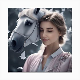 Girl With A Horse 2 Canvas Print