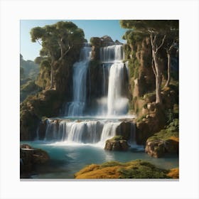 Surreal Waterfall Inspired By Dali And Escher 10 Canvas Print