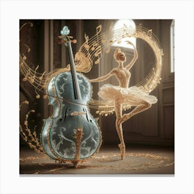 Ballet Dancer And Cello Canvas Print