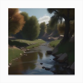 Stream In The Woods 20 Canvas Print