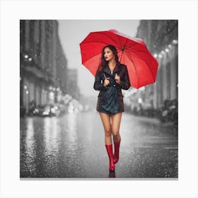 Beautiful Woman In Rain Canvas Print