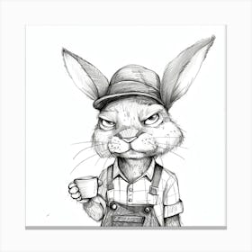 Rabbit With A Cup Of Coffee Canvas Print