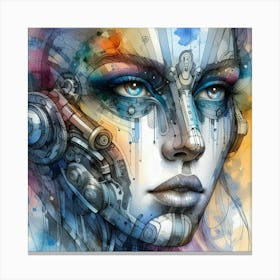 Woman With A Robot Face Canvas Print