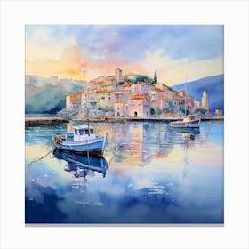 AI Sunset Serenity: Impressions of the Italian Riviera  Canvas Print