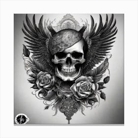 Phoenix Skull Roses Canvas Print