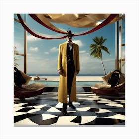 Man In Yellow Coat Canvas Print