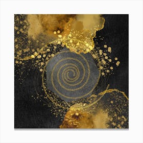Abstract Gold Swirl On Black Background Canvas Print