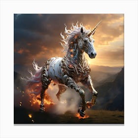 Unicorn On Fire Canvas Print