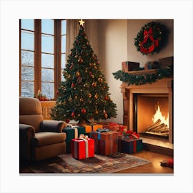 Christmas In The Living Room 17 Canvas Print