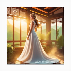 Beautiful Bride In A White Dress Canvas Print