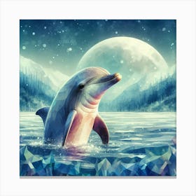 Dolphin In The Water Canvas Print