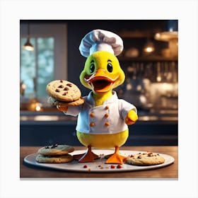 Duck Holding Cookies Canvas Print