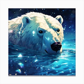 Swimming in Arctic Waters, Polar Bear Canvas Print