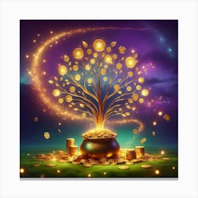 Gold Tree With Coins Canvas Print