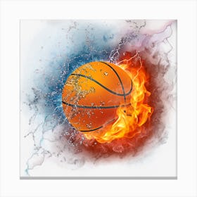 Orange Burning Basketball Painting Canvas Print