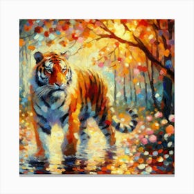 Tiger In The Water impressionism Canvas Print