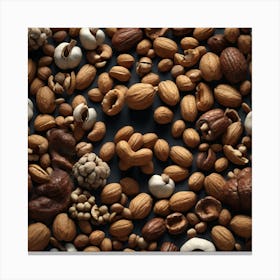 Many Nuts On A Black Background Canvas Print