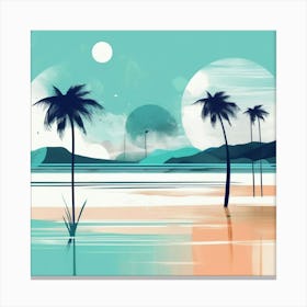 boho Palm Trees on the beach Canvas Print