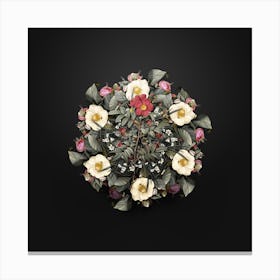 Vintage Rosa Redutea Glauca Flower Wreath on Wrought Iron Black n.0162 Canvas Print