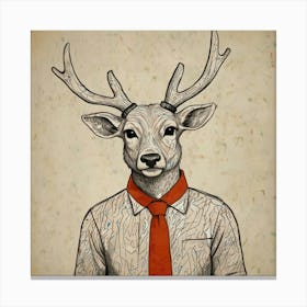 Deer In A Tie Canvas Print