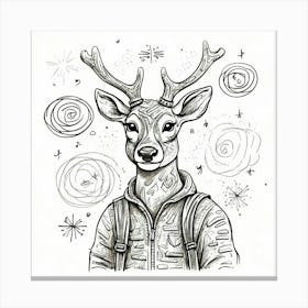 Deer With Horns 3 Canvas Print